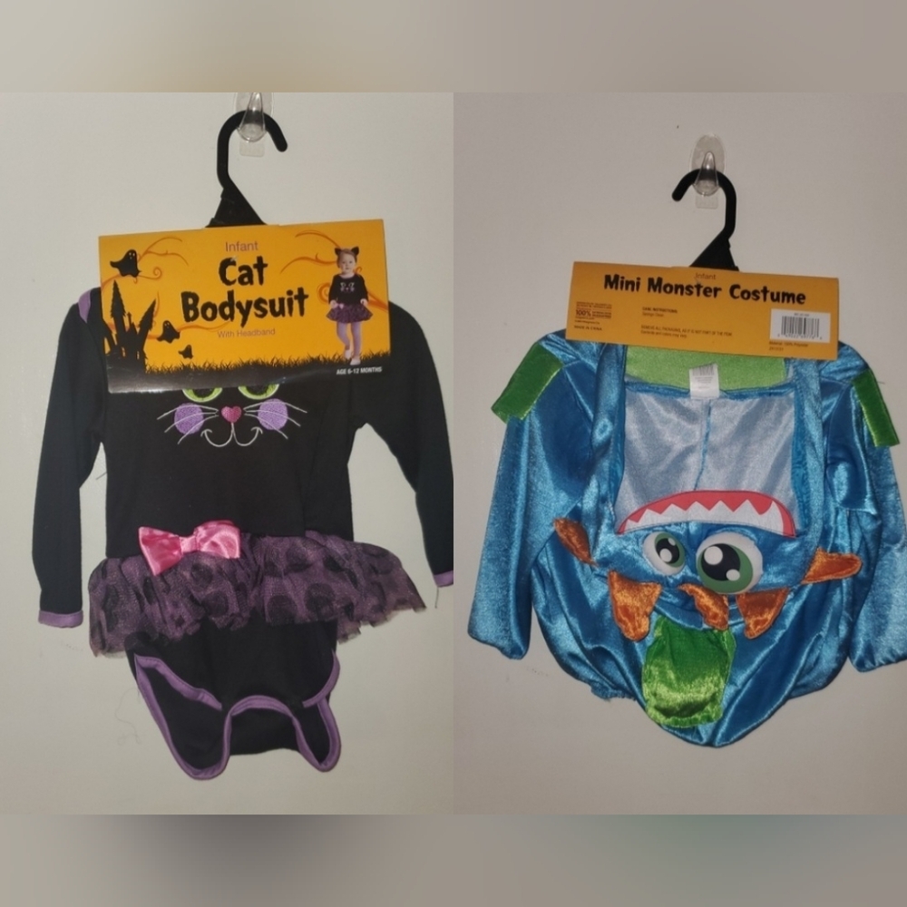 Infant Cat Bodysuit Costume - Black and Purple